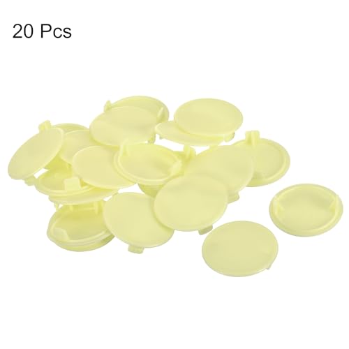 Image of uxcell 20Pcs Hinge Hole Covers, 35mm(1 3 /8 inch) Dia Plastic Concealed Hole Cover Round Flush Type Caps for Furniture Cabinet Cupboard, Yellow