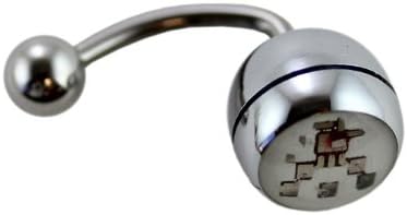 Stainless Steel Bananabell Belly Ring (316L Surgical Steel) Silver Tone Light Up Bananabell (14g) Flashing Glittery LightUp Navel Ring Body Piercing (1pc)