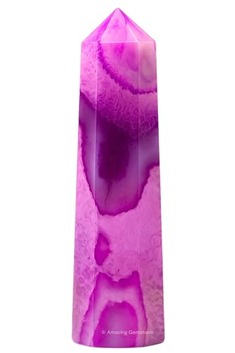 Image of Amazing Gemstone Pink Agate Crystal Towers - Natural Healing Crystal Point Obelisk for Reiki Healing and Crystal Grid (2 inch to 3 inch INCH)