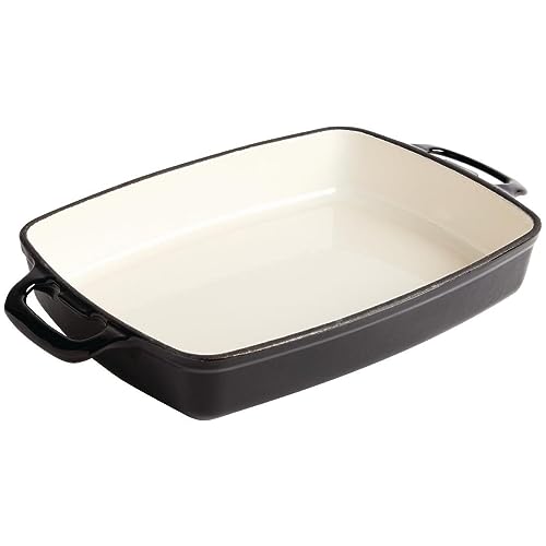 Vogue GH324 Rectangular Black Cast Iron Dish 2.8Ltr 55X390X235mm Baking Roasting