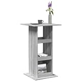 Drainlyn Mesa de bar con estantes, color gris, madera Sonoma, 60 x 60 x 102 cm, mesa de comedor compacta, cocina, comedor, con 2 estantes, ahorra espacio, estable, versátil, para balcón, salón, gastro