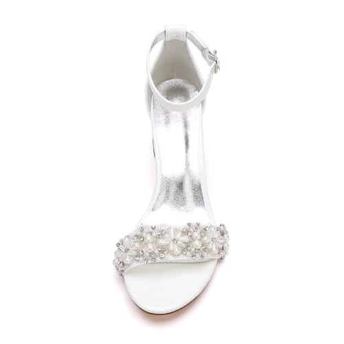 Pearl Wedding Shoes for Bride Block Heel Wedding Sandals Open Toe Bridal Heels2