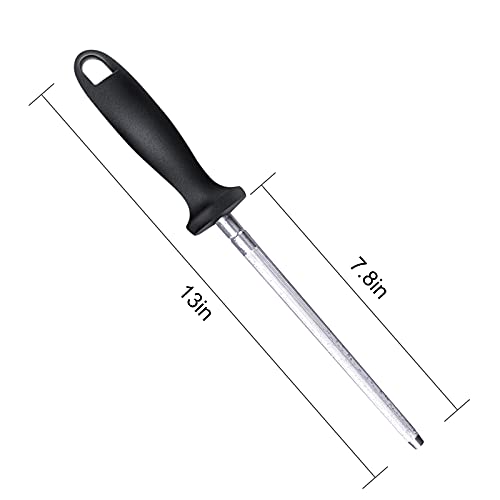 Knife Sharpener Rod, Fanerfun 13 Inch Carbon Steel Professional Knife Sharpening Steel, Knife Sharpener With Hanging Holes (13 Inches) #TOP1