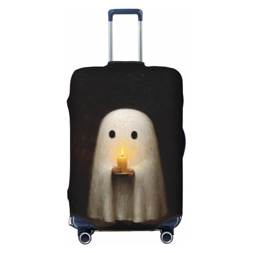 Cute Ghost Holding A Candle Elastic Travel Luggage Covers Dustproof Scratch-Resistant Suitcase Protector Fit 22-24 Inch