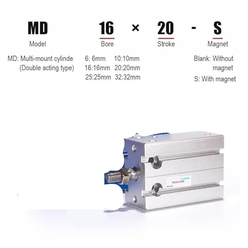 Vérin pneumatique MD32 résistant 5-60mm pour simplifier le montage machine - 7