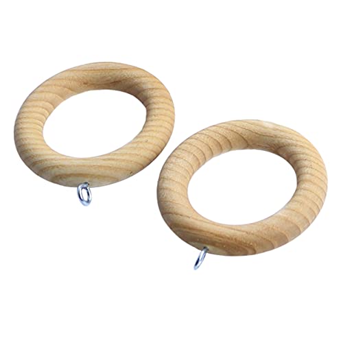 Ciieeo 2pcs Wooden Curtain Rings Hook Fittings for Roman Lifting Strong Hanging Accessories for Window Curtain Rods Beech Design
