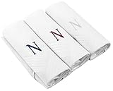 Moda Di Raza Men's Cotton Hanky Monogrammed Handkerchiefs Initial Letter - N