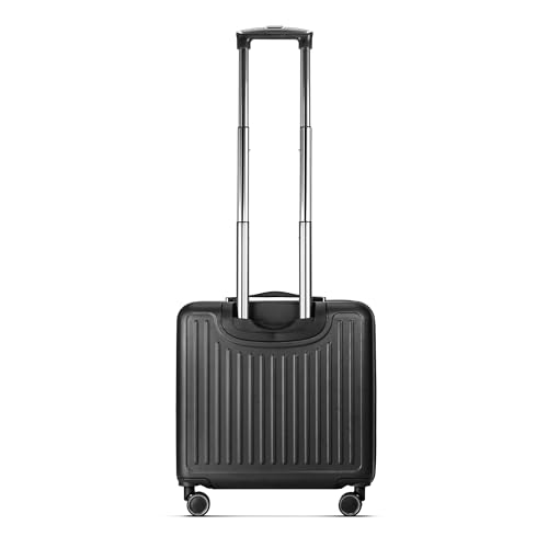 Image of Dusky Hard Top Trolley Bag 45cm with 15.4 inch Padded Laptop Compartment, 3 Dial Lock, Spinner Wheels, Cabin Size Lightweight Overnighter Travel Luggage Suitcase (Black)