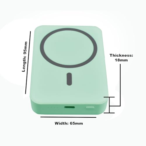 Image of TexoVera Portable USB Type A & C Power Bank, 10000 mAh, 18W Quick Charge, Compact, Black (Wireless-Green)