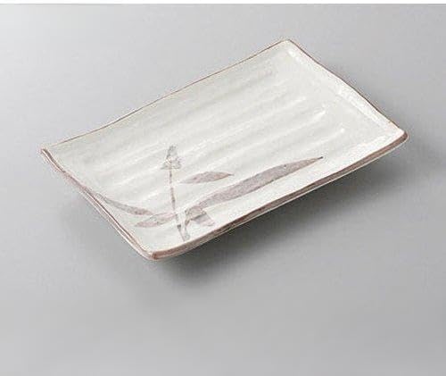 セトモノホンポ(Setomonohonpo) Set of 3 Pottery Dishes, Shino Ashi 6.0 Pottery Plate, 6.9 x 4.7 x 0.8 inches (17.5 x 12 x 2.2 cm), Japanese Dishes, Japanese Tableware, Restaurants, Commercial Use