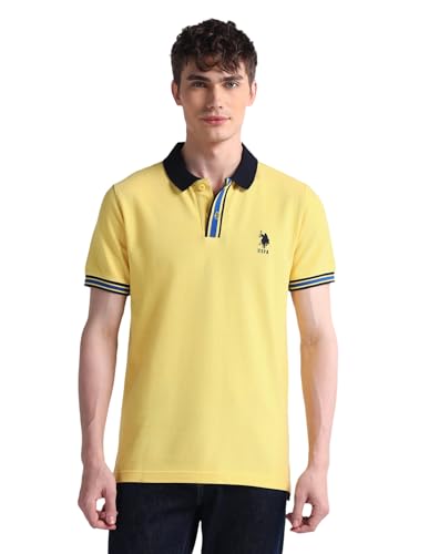 Image of U.S. Polo ASSN. Solid Slim Fit Polo T Shirts for Men - 100% Cotton, Half Sleeve Mens Tshirt