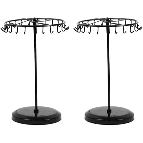 Auto-plaza Pair of 23 Hooks Brass Spinning Jewelry Tree Rotate Display Stand Jewelry Organizer (Black) Cover