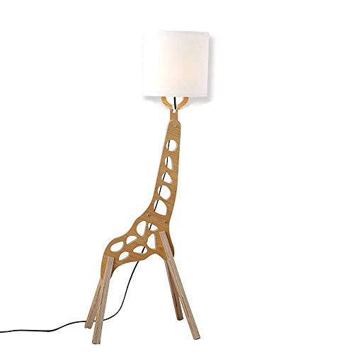 Lampadaire créatif de style nordique moderne Original bois 1.1m réglable décoration en bois humanoïde Girafe décoration à la maison Lumière permanente pour salon et chambre à coucher (couleur bois)