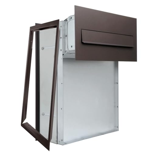 Buzón de Pared PN620 Profundidad 190-260mm Buzón Correos Exterior para empotrar con Máscara 2 Llaves Incluidas Buzón de Pared para Cartas Exterior Buzón Correos (Bronce)