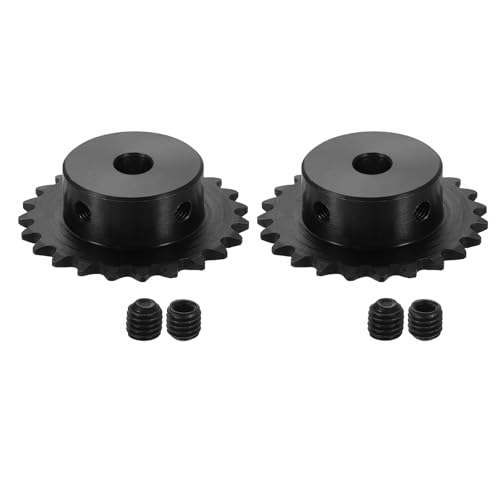 uxcell 2 Pcs #25 Chain Roller Sprocket 8mm Bore, 23 Tooth C45 Carbon Steel ANSI #25 Roller Sprocket Round Hole with Set Screws for ISO 04C Chain