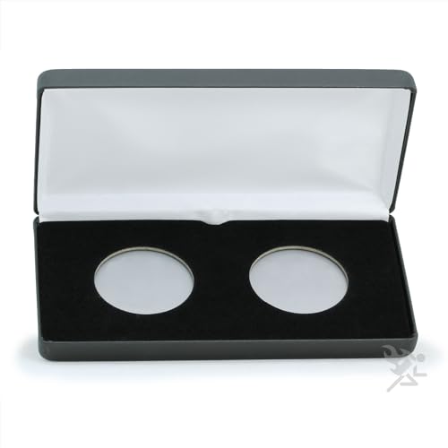 Caja Portamonedas Negra en Cuero Sintético Modelo H para Dos Monedas miniatura 1