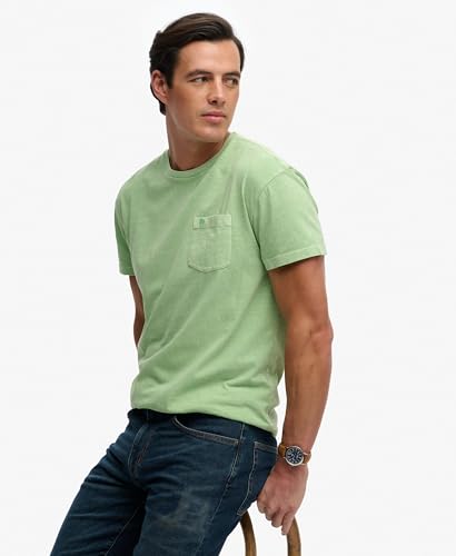 Superdry Cotton Classic Linen PKT Tee T-Shirt, Pastel Peppermint, XL Men's