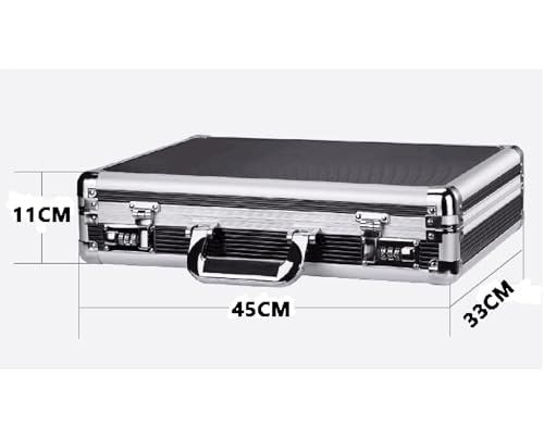 Metal Document Bag with Lock Aluminum Locking Briefcase with Handle Aluminum Attache Case with Foam for Valuables and Home Documents Travelling Bag Cosmetic Bag (17.72×12.99×4.33, without foam)3