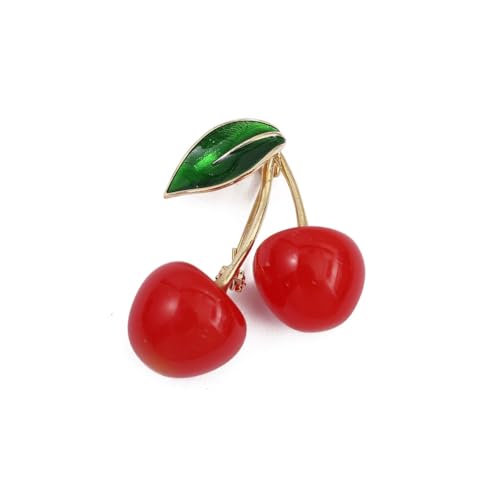 Image of Cherry Brooch Pin 3D Cute Red Cherry Lapel Brooches Pin Dainty Crystal Cherry Fruit Pins Brooch for Women Men Girls Birthday Gift Jewelry Bag Hat