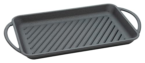 Di.Mo Casa Collection Ghisa Griglia Rettangolare Padella con Maniglie, 39 cm Lunghezza x 22 cm Larghezza