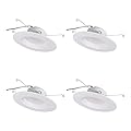 SYLVANIA 5”/6” LED Recessed Lighting Downlight with Trim, 10.5W=75W, Dimmable, 900 Lumens, White 3000K, Wet Rated / UL / Energy Star - 4 Pack (62025)
