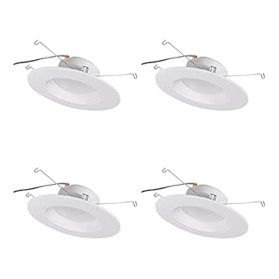 SYLVANIA 5”/6” LED Recessed Lighting Downlight with Trim, 10.5W=75W, Dimmable, 900 Lumens, White 3000K, Wet Rated / UL / Energy Star - 4 Pack (62025)
