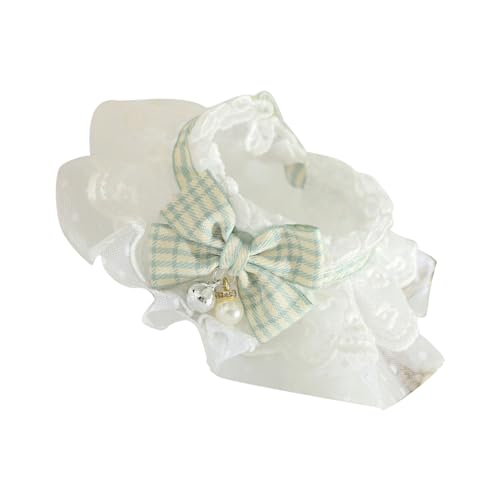 Coleira de renda para gatos com laço e sinos, acessórios elegantes para cachecol de pescoço para ani
