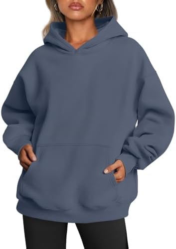 Yunmlep Hoodie Damen Kapuzenpullover Oversize Casual Pullover Sweatshirt Langarm Baumwolle Pulli Herbst Winter Hoody mit Tasche