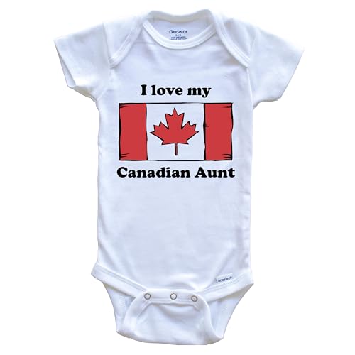 Image of Really Awesome Shirts I Love My Canadian Aunt Canada Flag Niece Nephew One Piece Baby Bodysuit
