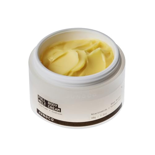 JUNOCO Full Body Melt Cream Shea Body Butter & Hydrating Body Cream for Dry Skin Fast Absorbing Body Moisturizer with Niacinamide Glycerin & Vitamin B12 Non-Greasy Pear-Fresh Scent