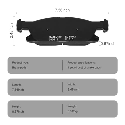 Image of D1818 Front Ceramic Brake Pads Kit Fit For Ford Edge 2015-2021, For Lincoln MKX 2016-2018, For Lincoln Nautilus 2019-2021