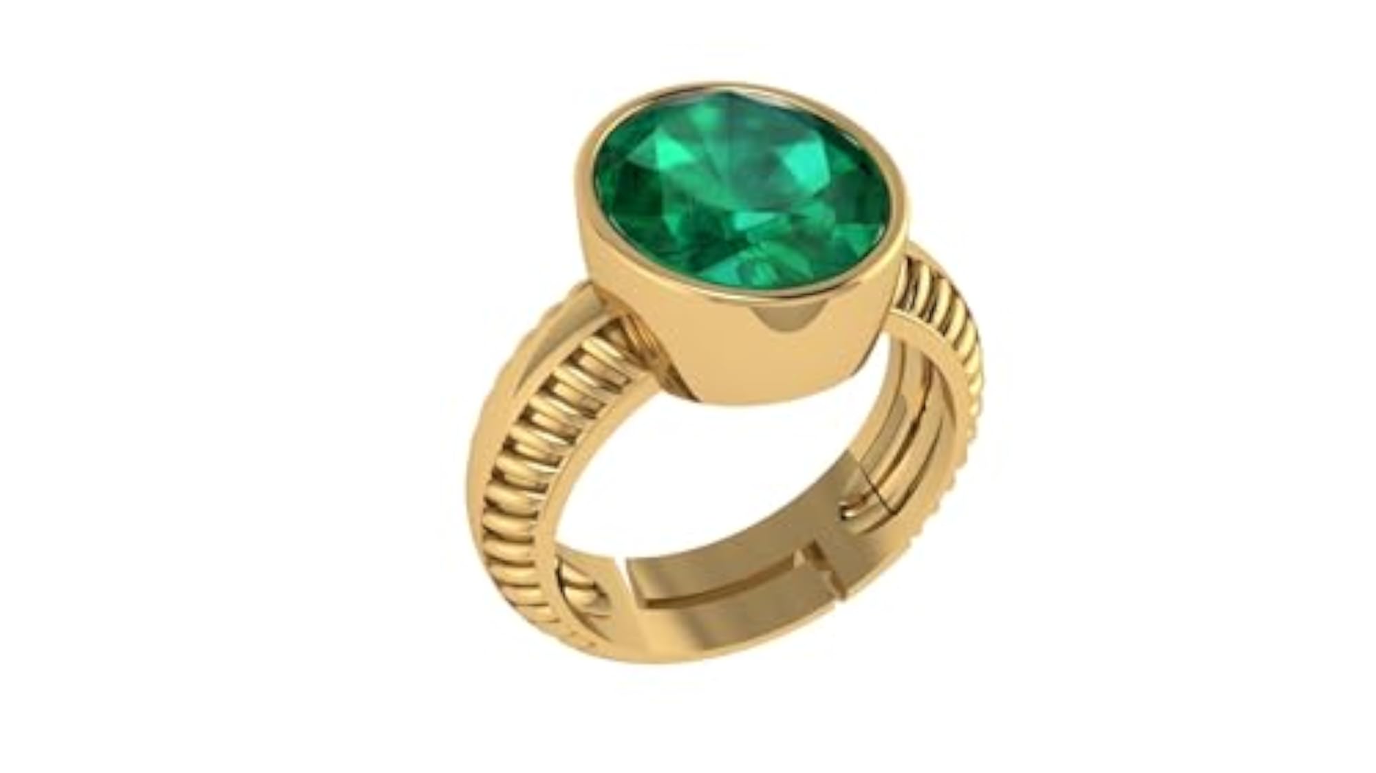 Women's 9.00 Ratti Natural Emerald Gold Ring, Adjustable