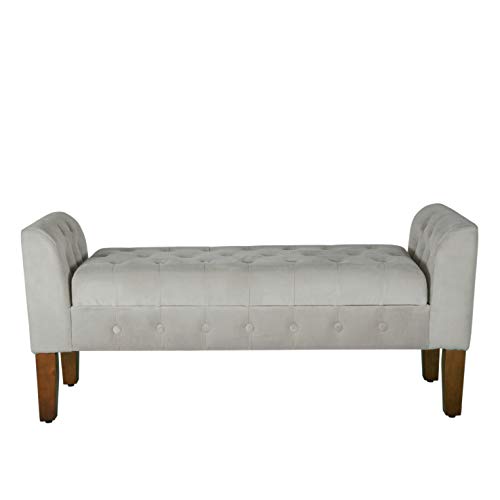 Image of HomePop 50 inch Velvet Tufted Storage Bench Settee - Grey
