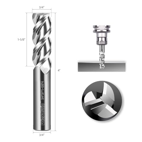 Image of 3-Flute Carbide End Mill for Aluminum & Copper - 3 /4 inch Diameter, 4 inch OAL, Compatible with CNC Mills & Routers