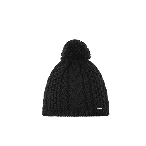 Eisbär Mütze Damen Afra Pompon Schwarz - Merino Wollmütze für Frauen...