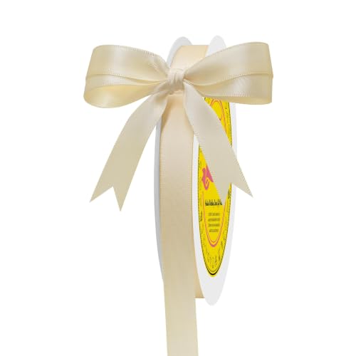 Image of Double Face Cream Satin Ribbon 1 /2 inch X 50 Yards Polyester Cream Ribbon for Gift Wrapping Very Suitable for Weddings Party Invitation Decorations and More