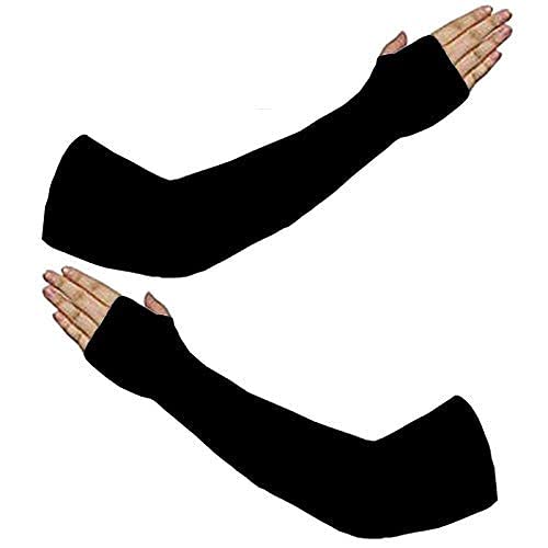 stylisty ind Arm Sleeve Thumb Hole Black Fully Stretched Skinny Fit Arm Sleeves for Hand Cover Arm Perfect for Cricket, Bike Riding,Cycling,Running & Outdoor Activities(Black Arm Sleeves-RN159-picture-33