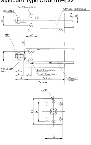 Vérin pneumatique pour espace restreint CDUJ20 à course variable - 5