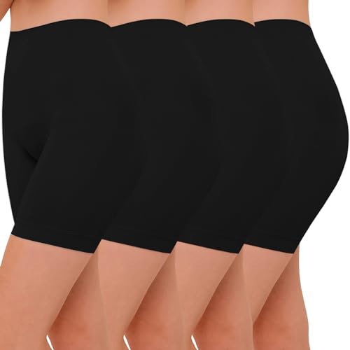 Image of ZENUTA Women 4 Pack Slip Short Under Dresses Underwear, Anti Chafing Seamless Cotton Shorts for Women Boy Shorts