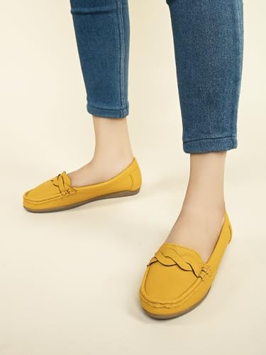 Image of XE Looks Women's Wave Design Loafer Ballet & Moccasins Faux Leather, Trendy and Stylish, Slip-on Mule Shoes for Daily Casual Wear & Formal Wear for Women & Girls