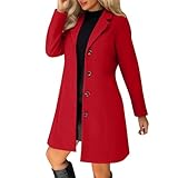 tacniseyw Trench Coats For Women Wool Blend Single Breasted Trench Coats Windproof Thicken Warm Pea Coats Lapel Collar Button Down Mid-Length Overcoat Solid Elegant Outwear Fall Winter Jackets