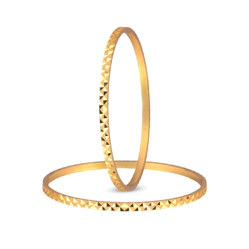 Image of JFL- Jewellery for Less Traditional Ethnic One Gram Gold Plated Cut Work Bangle Set Girls & Women