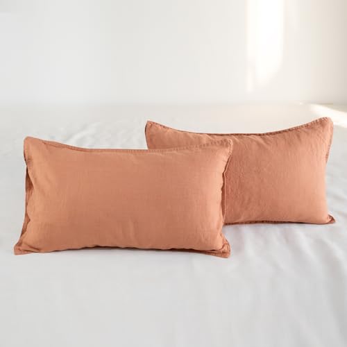 S VICTORY SYMBOL 100% Organic Linen Pillow Cover 12x20 Inches Set of 2,Rectangle Pillow Cover Cushion Covers Pillowcase, Home Decor Decorations for Sofa Couch Bed Chair,Envelope Closure-Terracotta