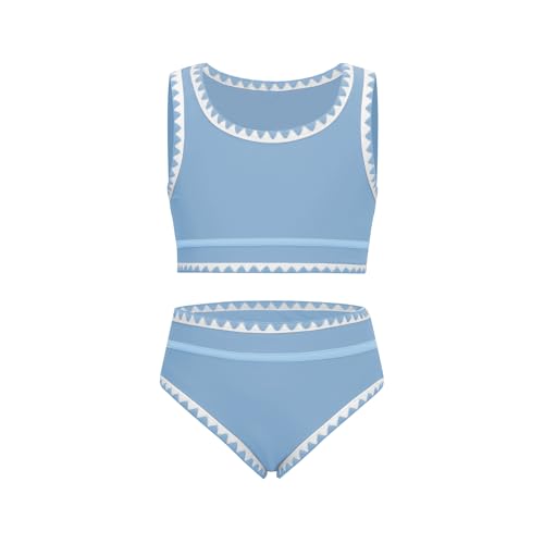 Image of Girls Bathing Suit Toddler Swimsuits 2 Piece Bikini Sets Round Neck Colorful Lace Teen Girls Swimwear 3-14T