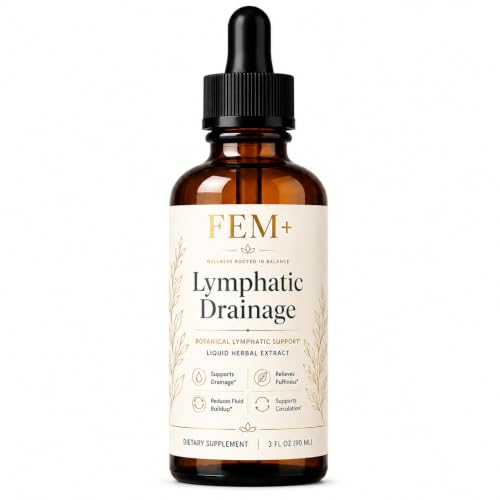 Fem+ Lymphatic Drainage Drops, Botanical Herbal Liquid, 90ml
