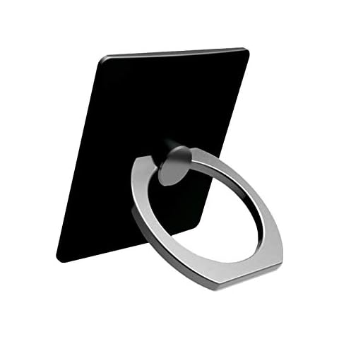 ISKIP Cell Phone Finger Stand, Kickstand Loop Mount Stent 360 Degree Rotary Safe Hand Grip Universal, Kickstand & Ring Bracket Holder for All iPhone Samsung Galaxy LG HTC/Cases (Black) Cover