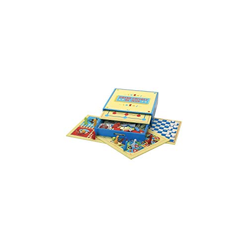 Jeujura- Grand Coffret de Jeux-200 REGLES Petits Chevaux, oie, Dames, marelle, Mikado, Tangram, Dominos, 54 Cartes. -l'arbre à Jouer-Jeu de Société-Âge Minimum : 3 Ans, 66200