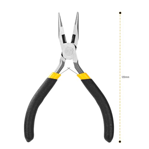 Image of Deli DL20026 5 inch Long Nose Pliers with Insulation to AC for Cutting & Gripping Wires High Strength Construction Shockproof Ergonomic Grip (1 Pc)