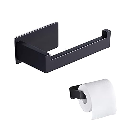 Hossom Portarrollos para Papel Higiénico, Portarrollos Baño Adhesivo, Porta Rollos de Papel Higienico Acero Inoxidable, Apto Para Baños y Cocinas - Negro