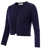GRACE KARIN Women Open Front Knit Bolero Shrug Jacket Navy Blue Size XL CL942-3